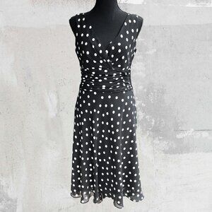 Vintage Polka Dot Midi Dress | V‑Neck | Retro 90s